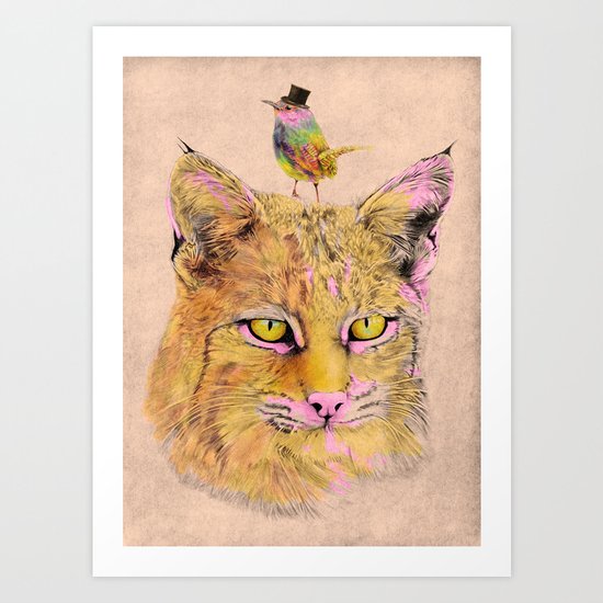 Cat&Bird 2 Art Print