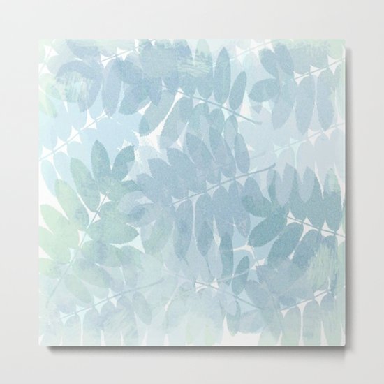 Vintage Blue Leaf Abstract Metal Print
