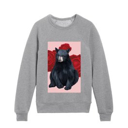 Bear with Red Roses Kids Crewneck