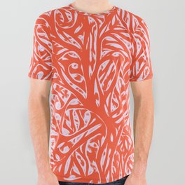 Summer Orange Saffron - Vibrant Abstract Botanical Nature All Over Graphic Tee