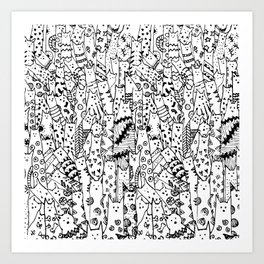 Cat Doodle Art Prints | Society6 Cat Doodle Art Prints | Society6