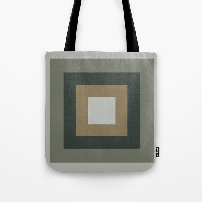 Green Tones Geometric Abstract Squares Art No. 1  Tote Bag