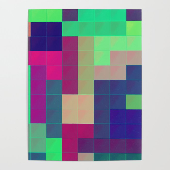 Neon Blocks Pattern Poster