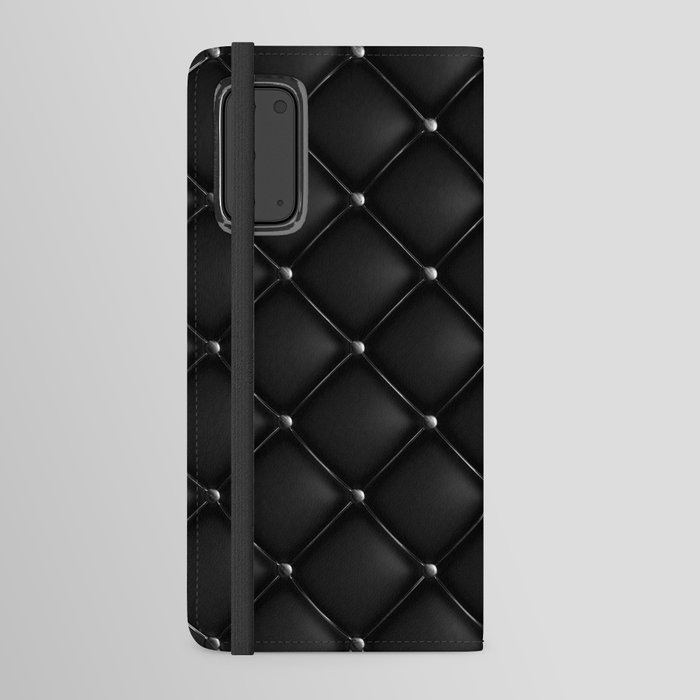 Black Quilted Leather Android Wallet Case