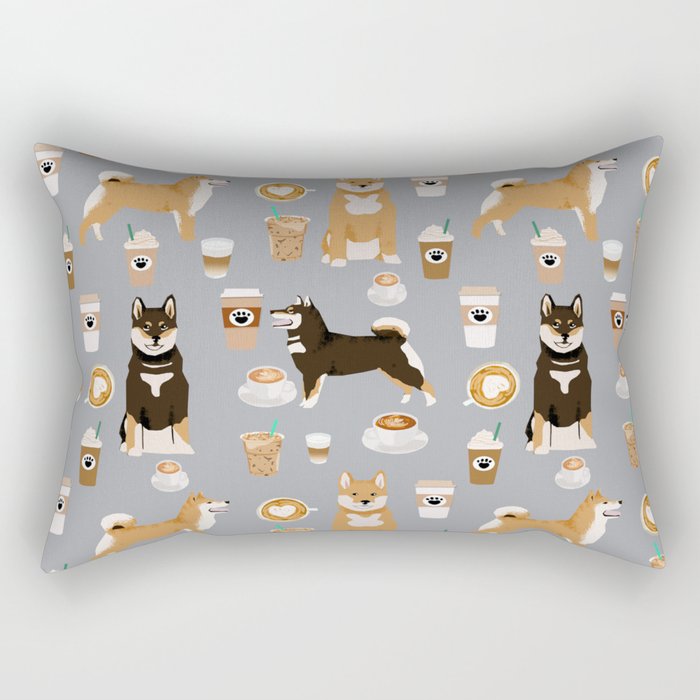Shiba Inu coffee dog breed pet friendly pet portrait coffees pattern dogs Rectangular Pillow