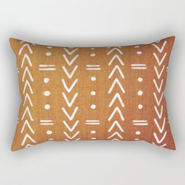 Mudcloth White Geometric Shapes in Ochre Burnt Orange Rectangular Pillow