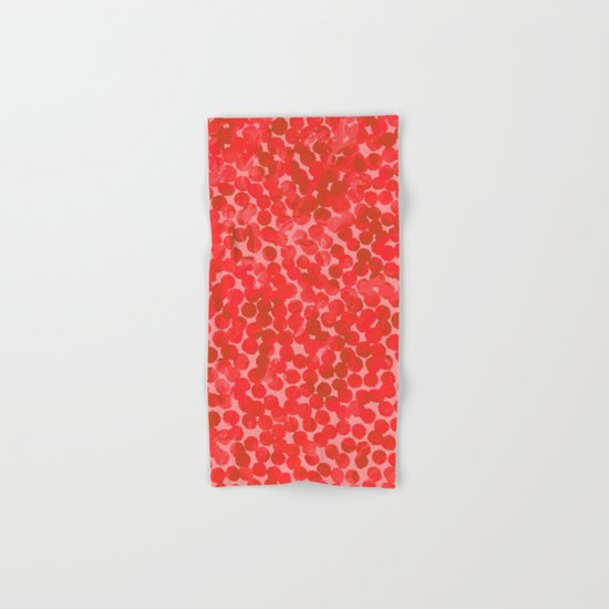Coral Red Dots Hand & Bath Towel