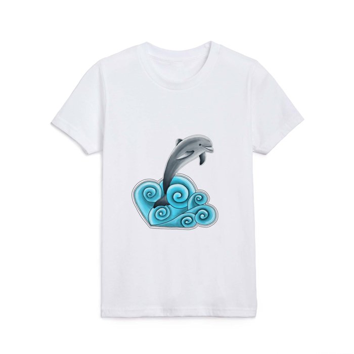 Dolphin in the Waves Kids T Shirt by monitdesign Society6