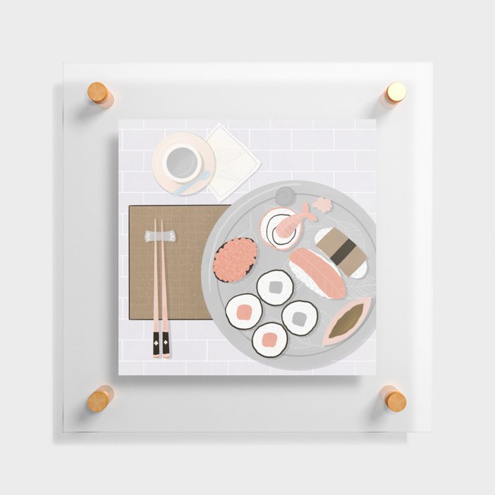 Sushi platter flatlay - muted palette Floating Acrylic Print