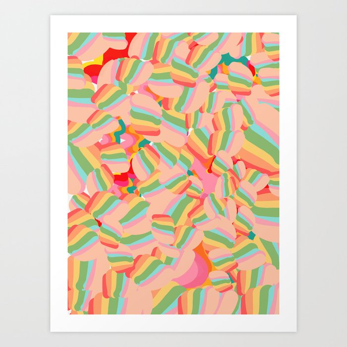 Bubblegum Pop Art Colorful Pattern Design Art Print