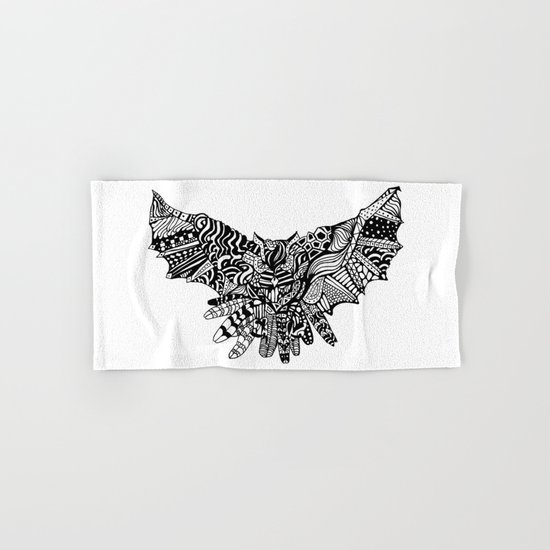 Dragon Owl (BW) Hand & Bath Towel