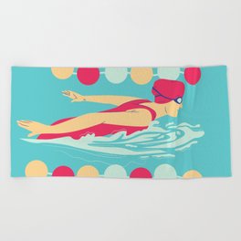 Swimmer Girl Beach Towel