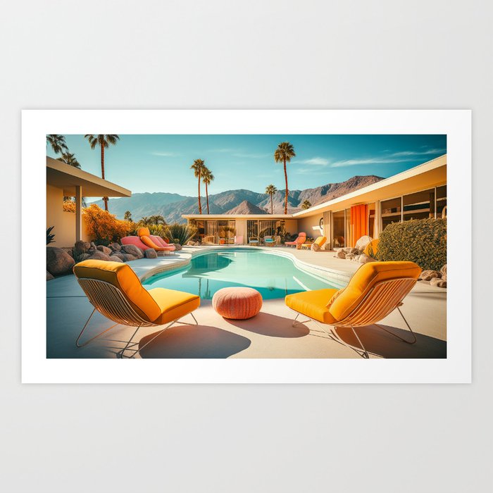 Retro Palm Springs Poolside 324 Art Print