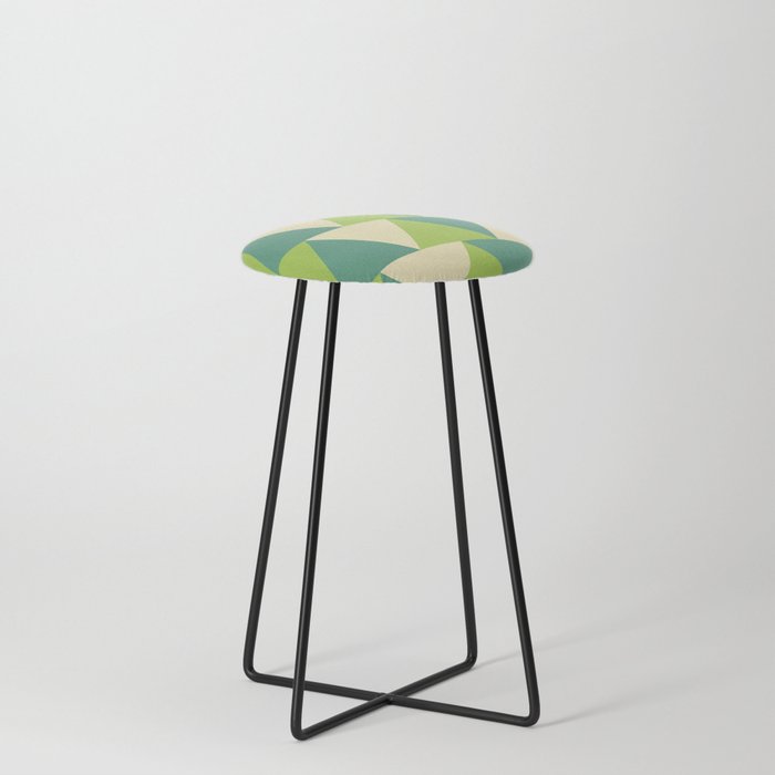 Moccasin, cadet blue, yellow green triangles Counter Stool