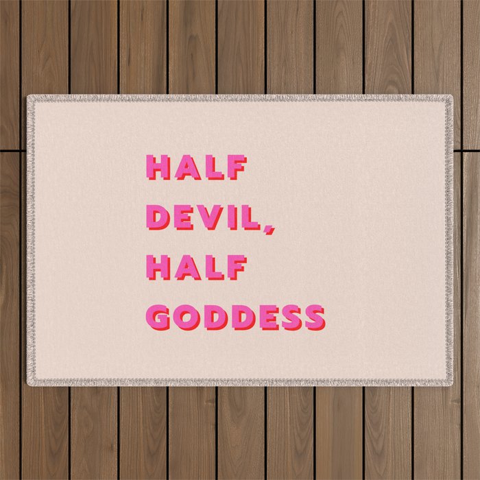 Half Devil, Half Goddess, Devil, Goddess, Fashion, Girly, Pink Outdoor Rug
