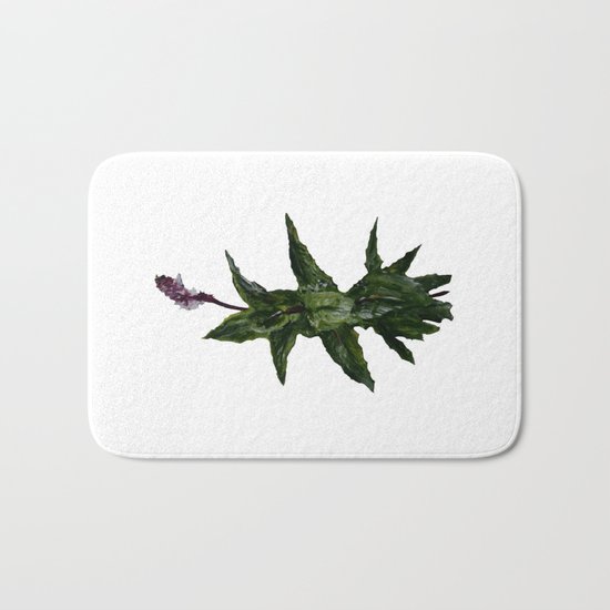 Herb Garden Mint Bathroom Decor Acrylic Painting Bath Mat