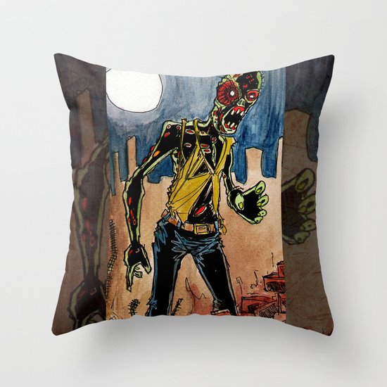 zombie in the ruins Throw Pillow