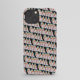 Baseball Trendy Rainbow Text Pattern (Black) iPhone Case