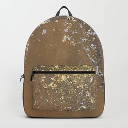 Precious metals Backpack | Artdeco, Beige, Shiny, Gray, Stalagmite, Abstract, Surrealism, Acrylic, Sparkles, Gold 
