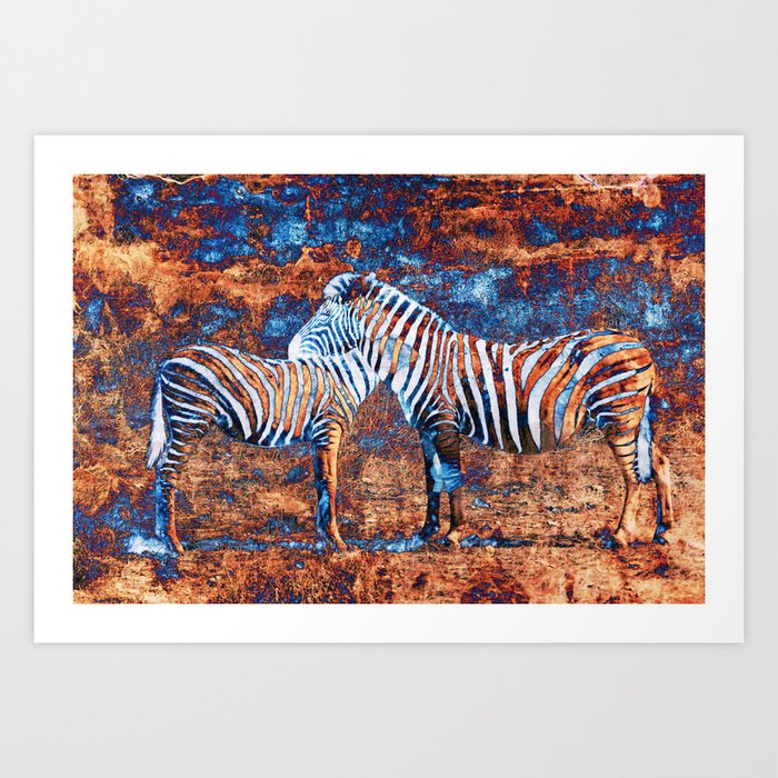 Metallic Zebras Art Print