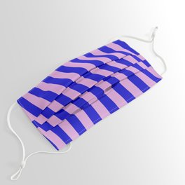 [ Thumbnail: Blue and Plum Colored Striped Pattern Face Mask ]