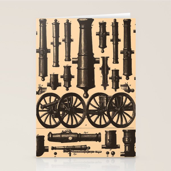 Vintage Cannon & Artillery Diagrams (1907) Stationery Cards by