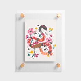 Patchwork snake with flowers Floating Acrylic Print