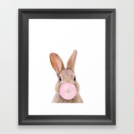 Bunny Rabbit Blowing Bubble Gum by Zouzounio Art Framed Art Print