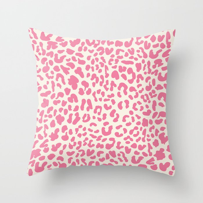 Pink Leopard Print Throw Pillow