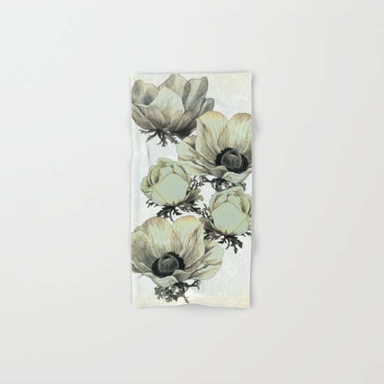 anemone flowers (white background) Hand & Bath Towel