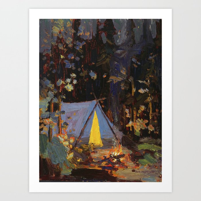Tom Thomson Campfire 1916 Canadian Landscape Artist Art Print by
