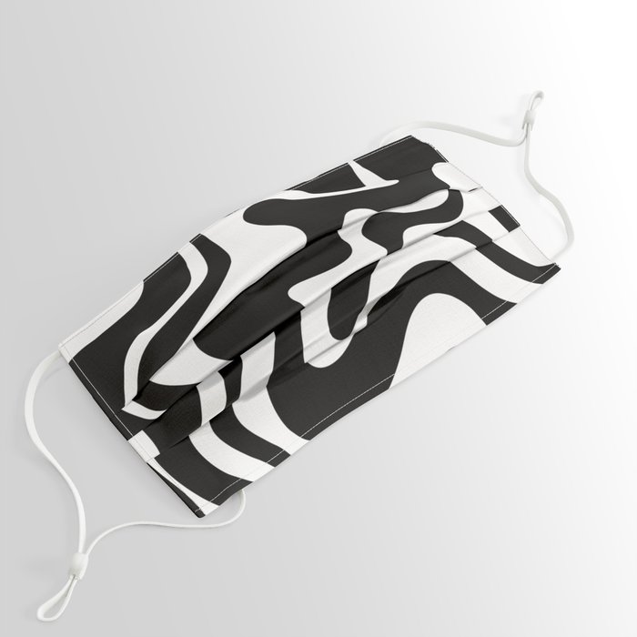 Liquid Swirl Abstract Pattern in Black and White Face Mask