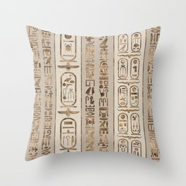 Egyptian hieroglyphs Pastel Gold Throw Pillow