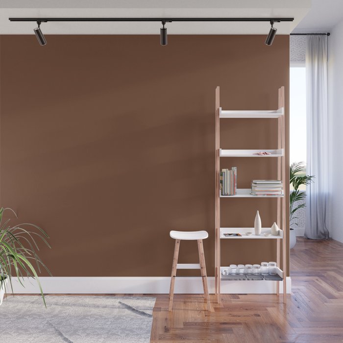 Dark Walnut Brown Solid Color 75472f - 2024 Shades - Minimal - Popular One Hue Wall Mural