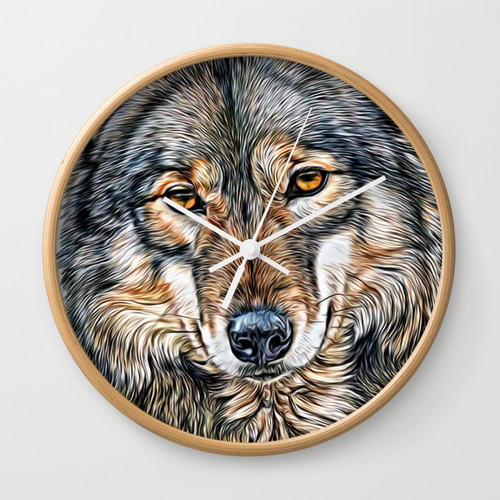 Cute Wolf Staring  Wall Clock