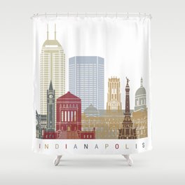 Indianapolis skyline poster Shower Curtain
