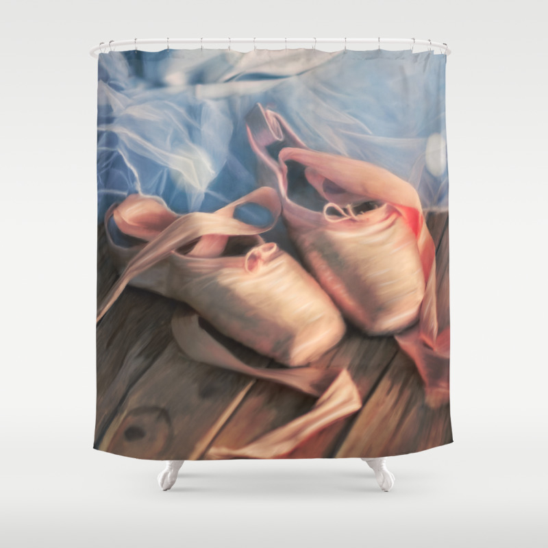 Painting Ballet Shoes And Jersey Shower Curtain By Simonegatterwe
