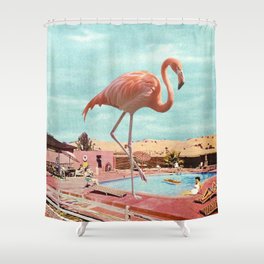 Flamingo on Holiday Shower Curtain