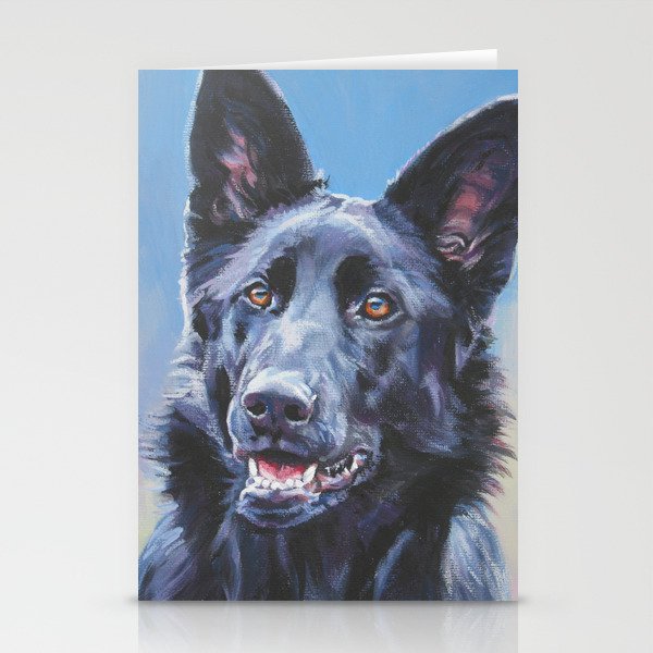black German Shepherd dog portrait art from an original painting by L.A.Shepard Stationery Cards