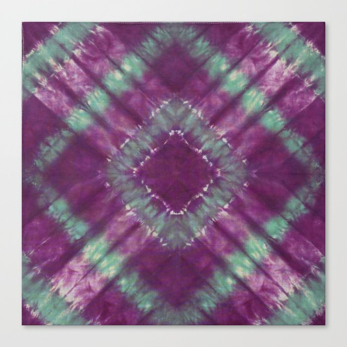 Purple and Green Tie Dye Diamond Canvas Print