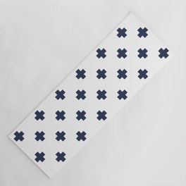 Navy Blue Swiss Cross Pattern Yoga Mat