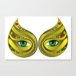 Gold Mask Green Eyes Canvas Print