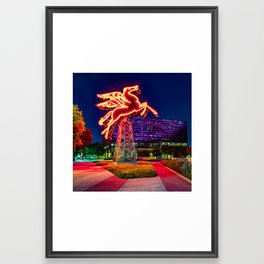 Flying Red Pegasus in Downtown Dallas Texas Framed Art Print