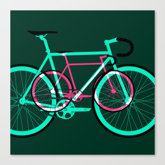 Fixed Gear Road Bikes – Green and Pink Canvas Print