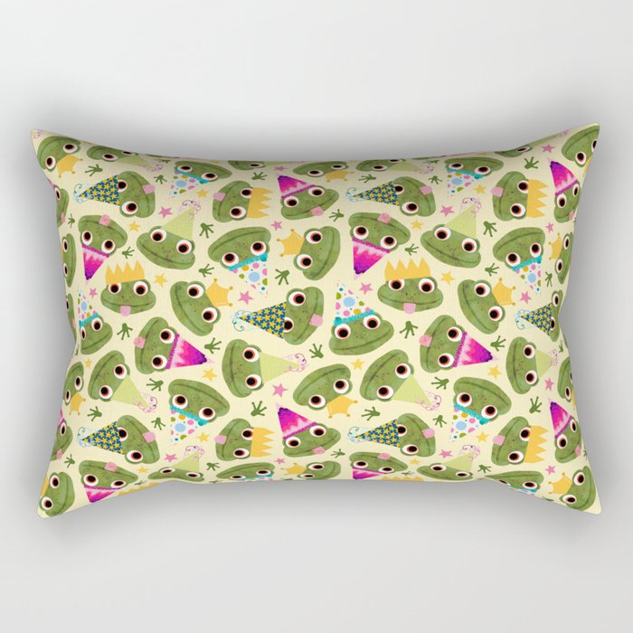 Party Frogs! // Yellow Rectangular Pillow