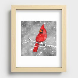 Cardinal in the Snow Recessed Framed Print