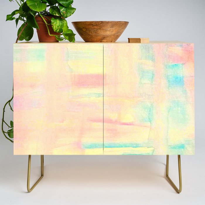 Lemony dream sky watercolor illustration Credenza