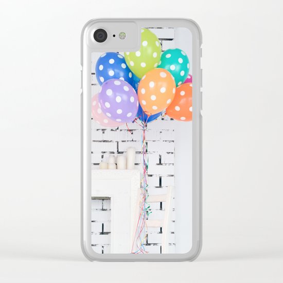 Balloon blue orange yellow green Clear iPhone Case