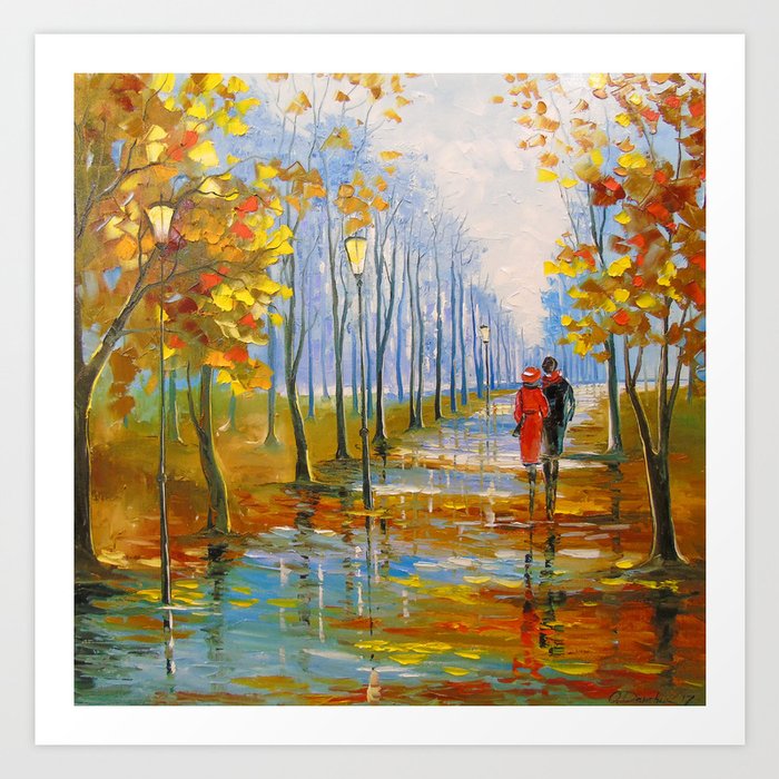 A walk in the Park after the rain Art Print
