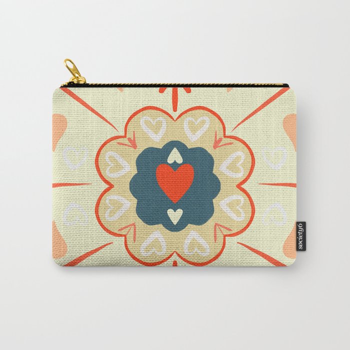 Valentines Day Heart Mandala in Happy Lemon Carry-All Pouch